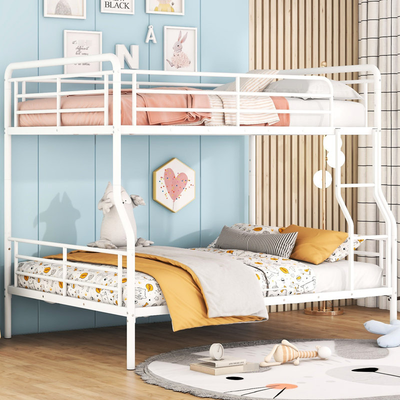 Lit superposé double au-dessus de grand lit moderne blanc, Blanc