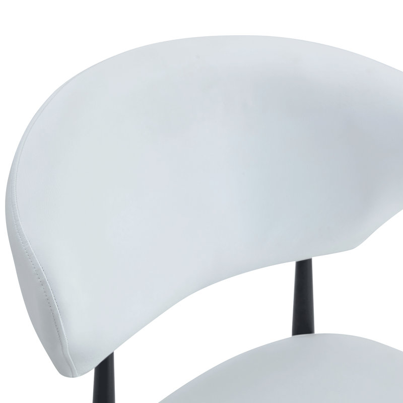 Chaise de salle à manger blanche minimaliste (4) - Dossier incurvé ergonomique pour le confort, rembourrage en éponge à rebond élevé, structure en métal robuste, fonction de glissement, facilité d'assemblage, processus