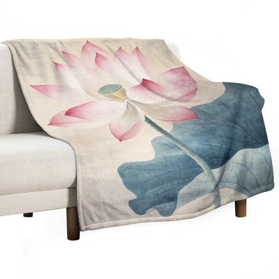 Jeté en flanelle de luxe Pinklotus Blossom