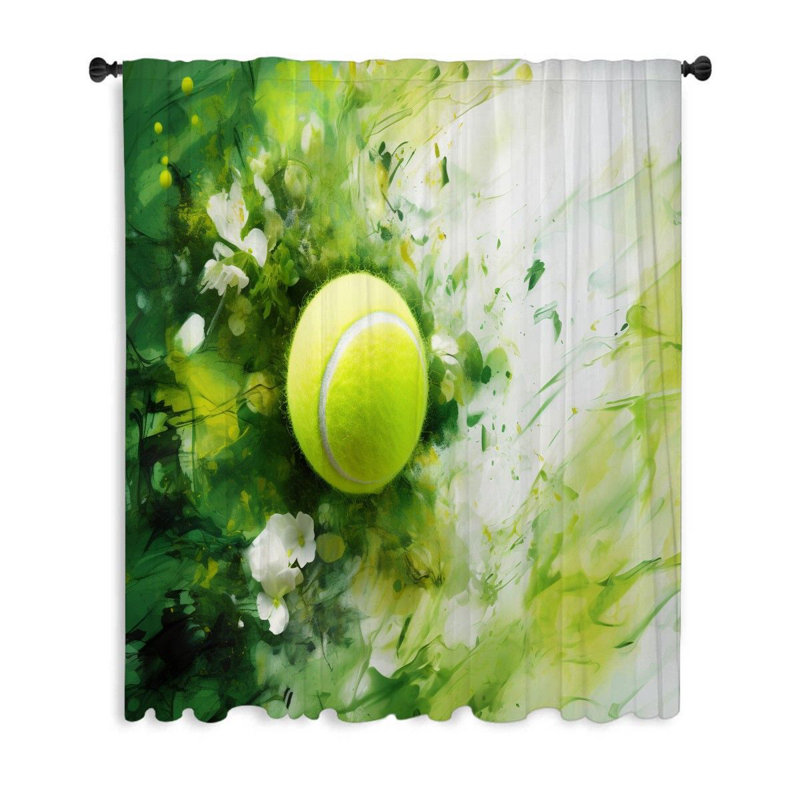 Rideaux de fenêtre de tennis, occultant de balles et voilages - 1 panneau, L 53 po x L 99 po