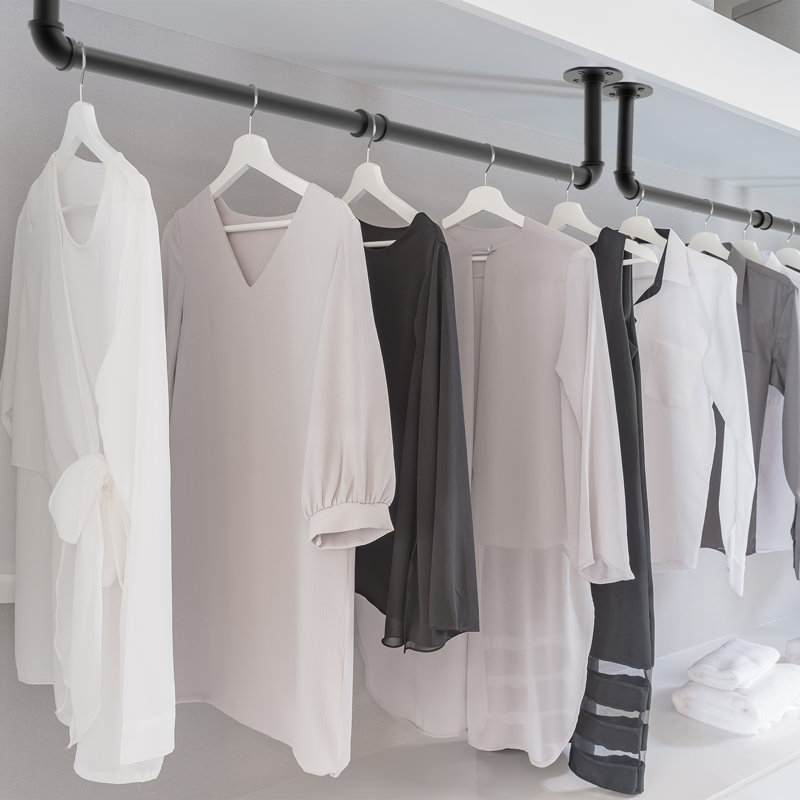 Jafr 36.2'' Metal Wall Mounted Clothes Rack