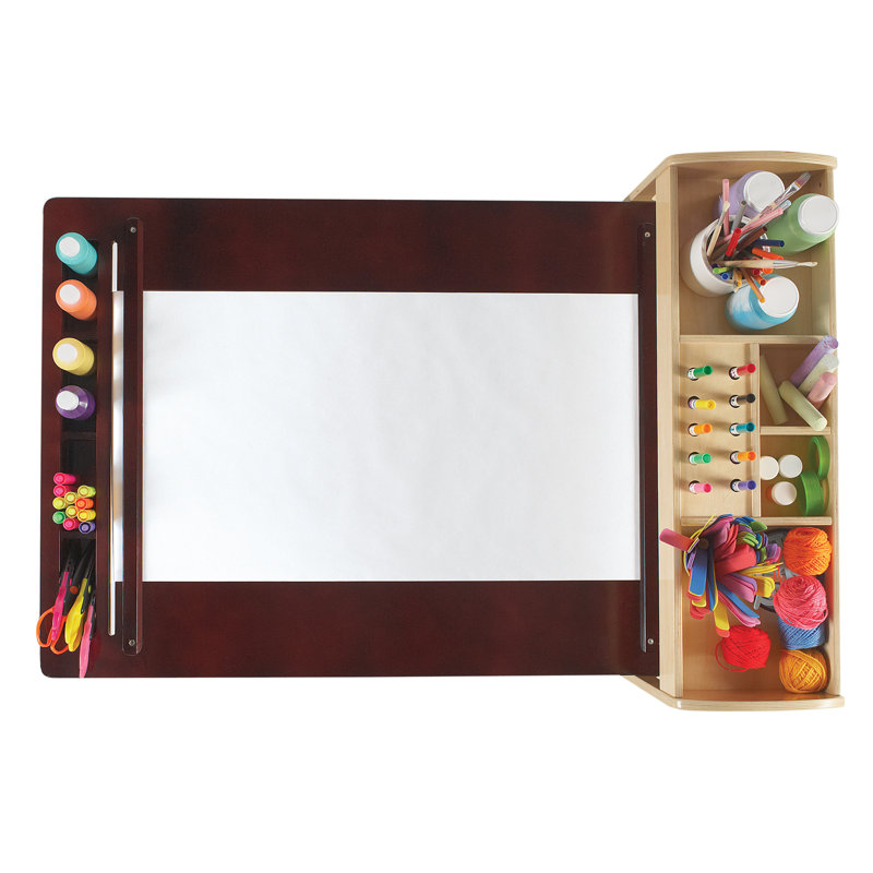 Kids' Wooden Art Center with Storage and Stools
