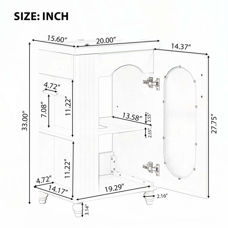 Meuble-lavabo de 20 po avec lavabo, meuble-lavabo
