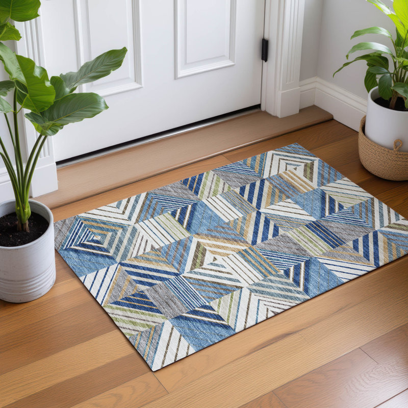 Machine Washable Indoor/Outdoor Lanphear ACN2399 Patchwork Rug, Rectangle 1'8" x 2'6"