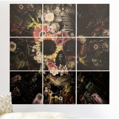 « jardin crâne », impression à multiples images sur bois