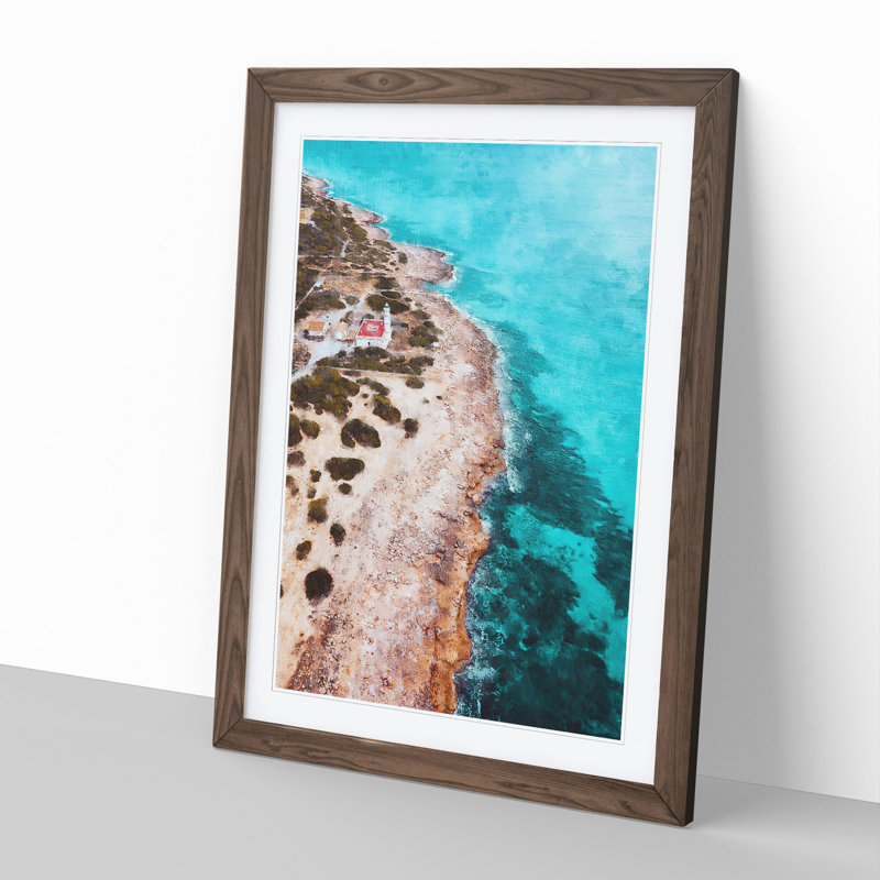 Lighthouse on the Coast of Spain - Picture Frame Graphic Art, Walnut Framed, 36cm H x 27cm W x 2cm D