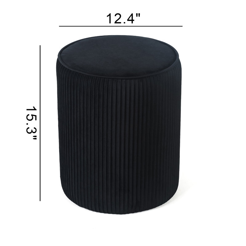 Quanecia Velvet Ottoman, Black Velvet