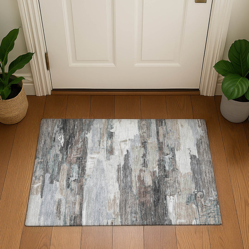 Premium Machine Washable Mayfield AMF2249 Abstract Rug, 1'8" x 2'6", Taupe