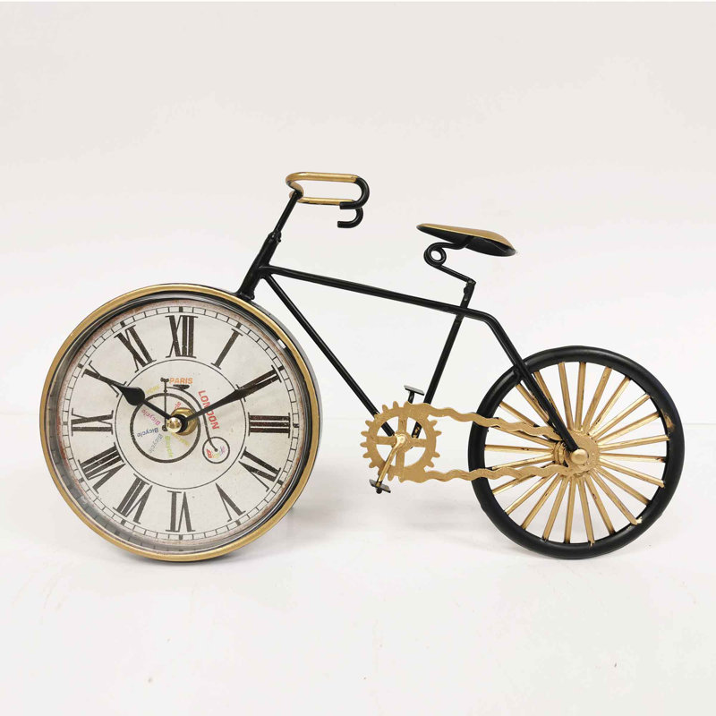 Horloge de table analogique en métal en bronze