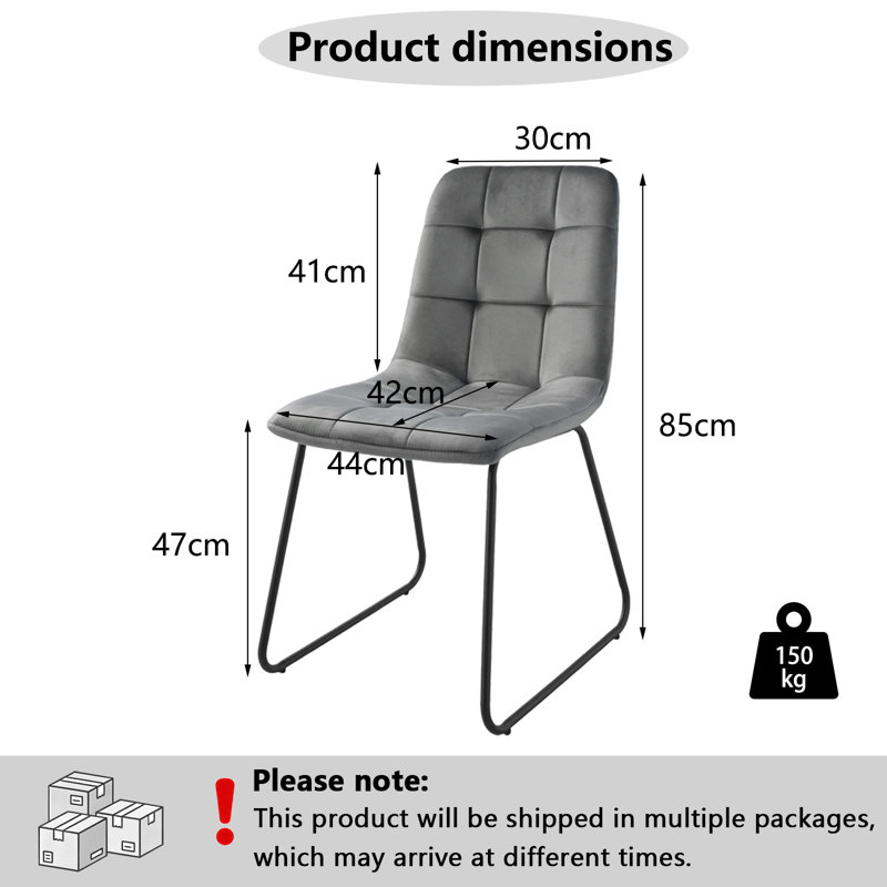 47cm H Tufted Upholstered Upholstered Back Side Chair, Black