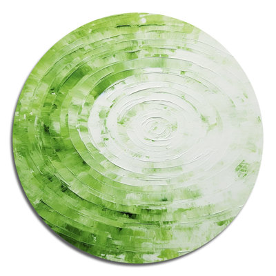 Spirale verte et blanche - Art abstrait rond en métal