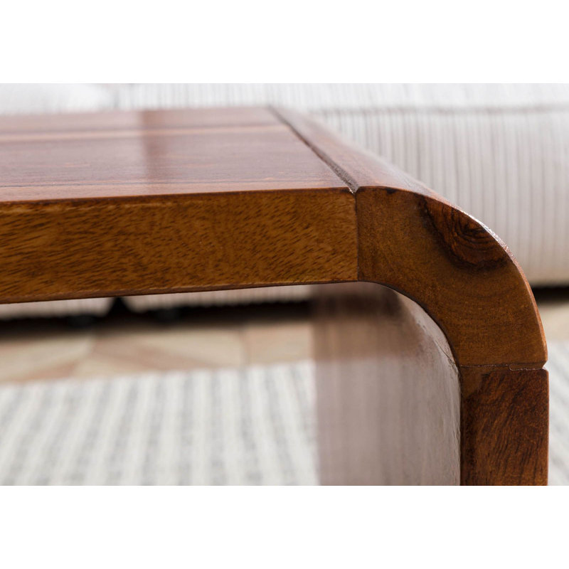Solid Wood Floor Shelf Coffee Table with Storage, Brown