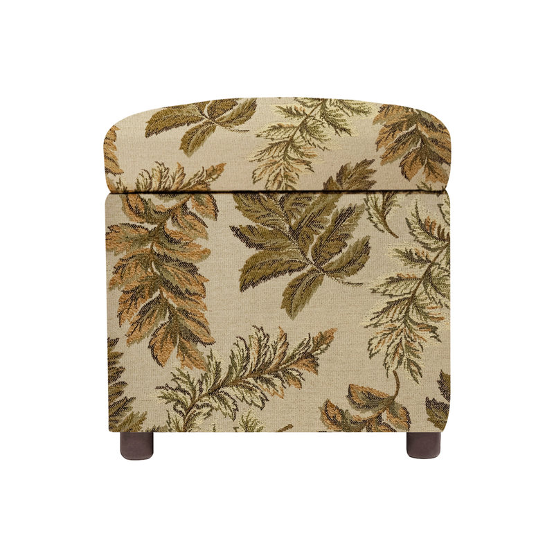  Nelima Upholstered Ottoman with Storage, Jacquard floral brun clair 100% polyester