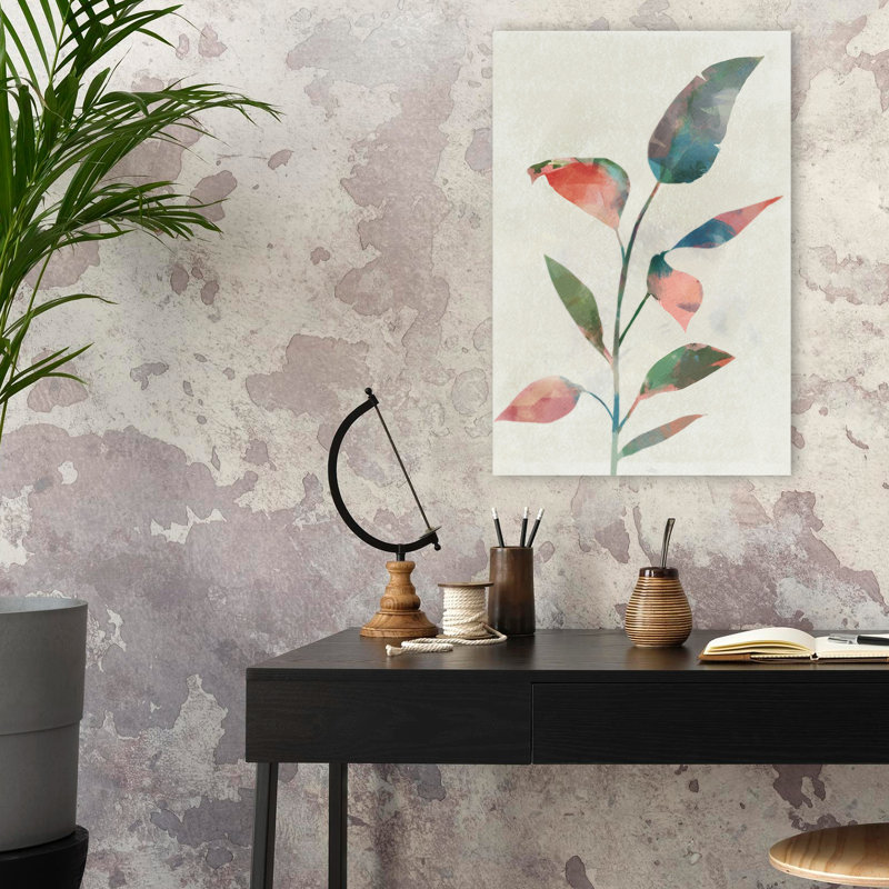 Feuilles douces aux couleurs douces - Art abstrait aquarelle floral et botanique, H 24 po x l 16 po