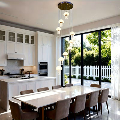 8-Light Golden Wrought Iron Jellyfish Chandelier LED 3-Color, Acrylic And Crystal, Dreamy Living Dining Room Creative Ceiling Light, Semi Flush Mount