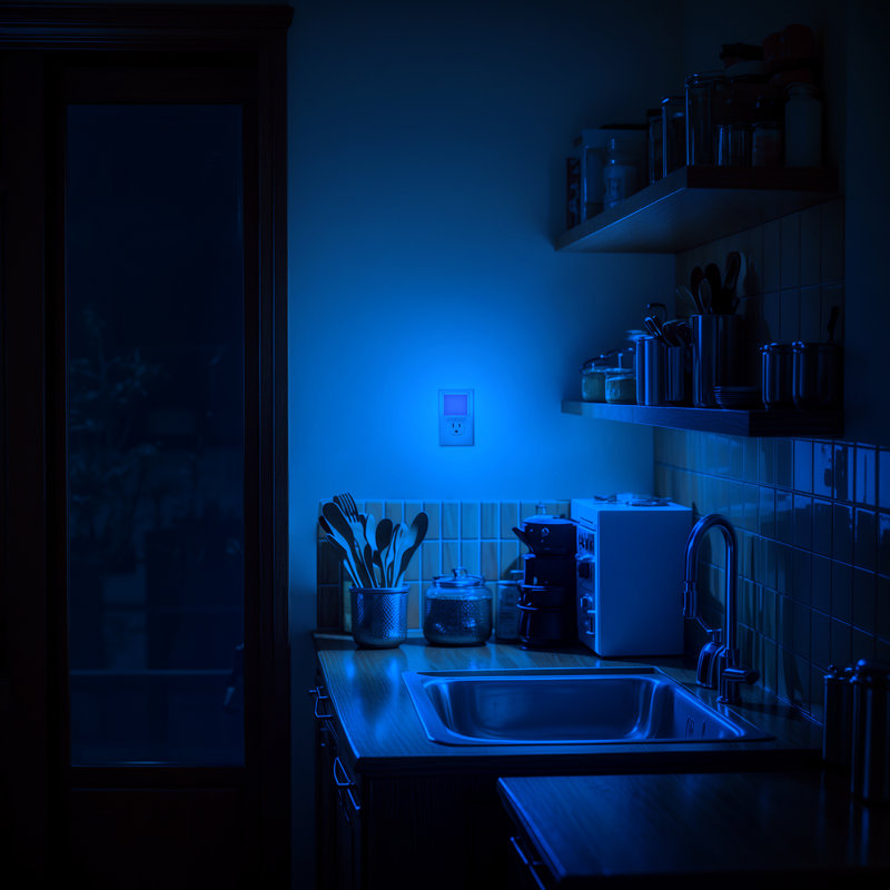 Blue LED Night Light With Automatic Light Sensor Operation, Blue