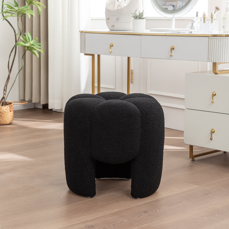 Fauteuil de maquillage en fausse fourrure, Noir
