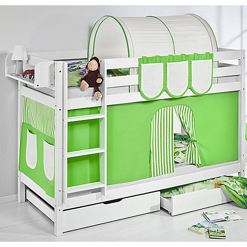 Jelle Solid Wood Bunk Bed by Lilokids, Green/Beige, Single (3')