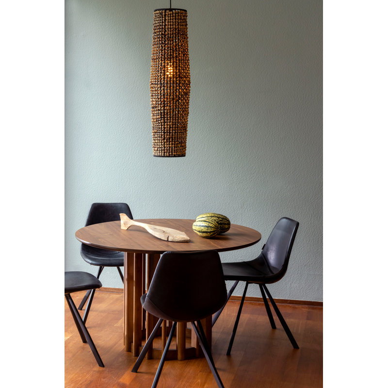 Round Solid Wood Base Dining Table, Dark Brown