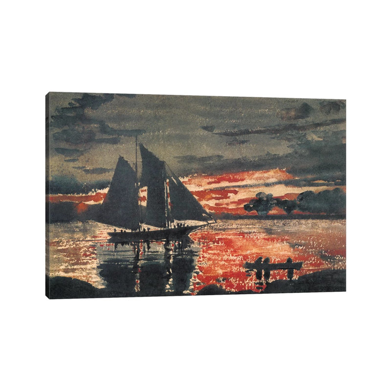 Sunset Fires, 1880 by Winslow Homer - Wrapped Canvas Painting, 45.72cm H x 66.04cm W x 1.905cm D