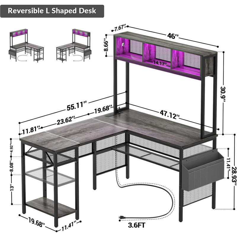 Manorma L Shaped Metal Base Gaming Desk,Business Furniture,Conference Room Table,Study Writing Desk for Home Office