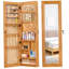 Armoire-penderie pour armoire à bijoux en bois massif avec miroir pleine longueur, 47,5 x 14,3 po, verrouillable au mur avec lumière DEL-783144941