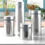 Ensemble de 4 pots en acier inoxydable pour comptoir de cuisine avec fenêtre en verre et couvercles hermétiques, contenants de rangement des aliments, ensemble de rangement pour garde-manger et d'organisation