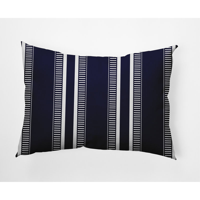Dashing Striped Outdoor Reversible Throw Pillow, Navy Blue