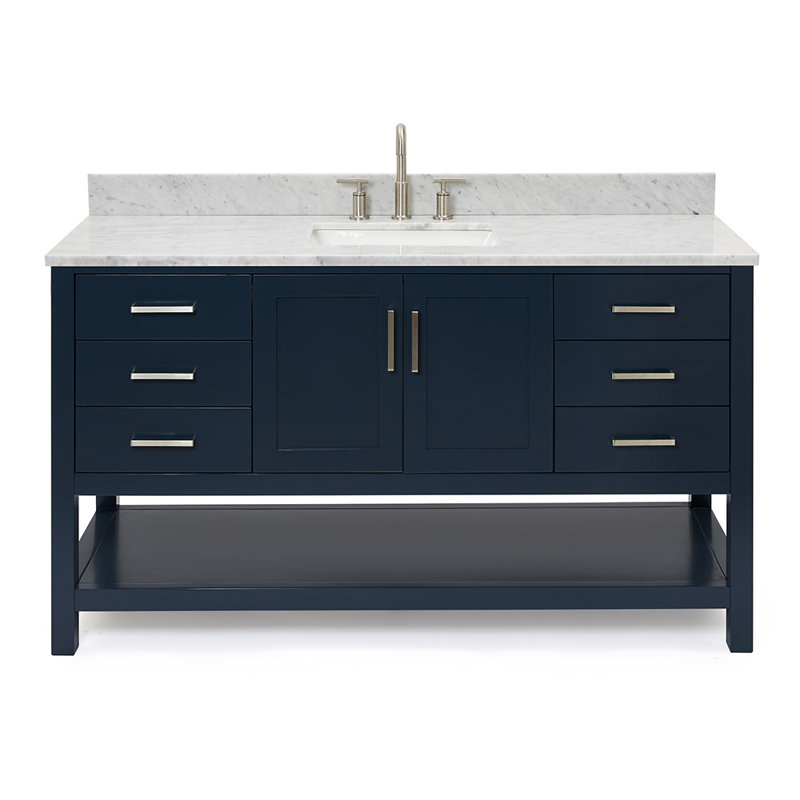 Alemanno Single Bathroom Vanity Set, Midnight Blue, Rectangular, 61"