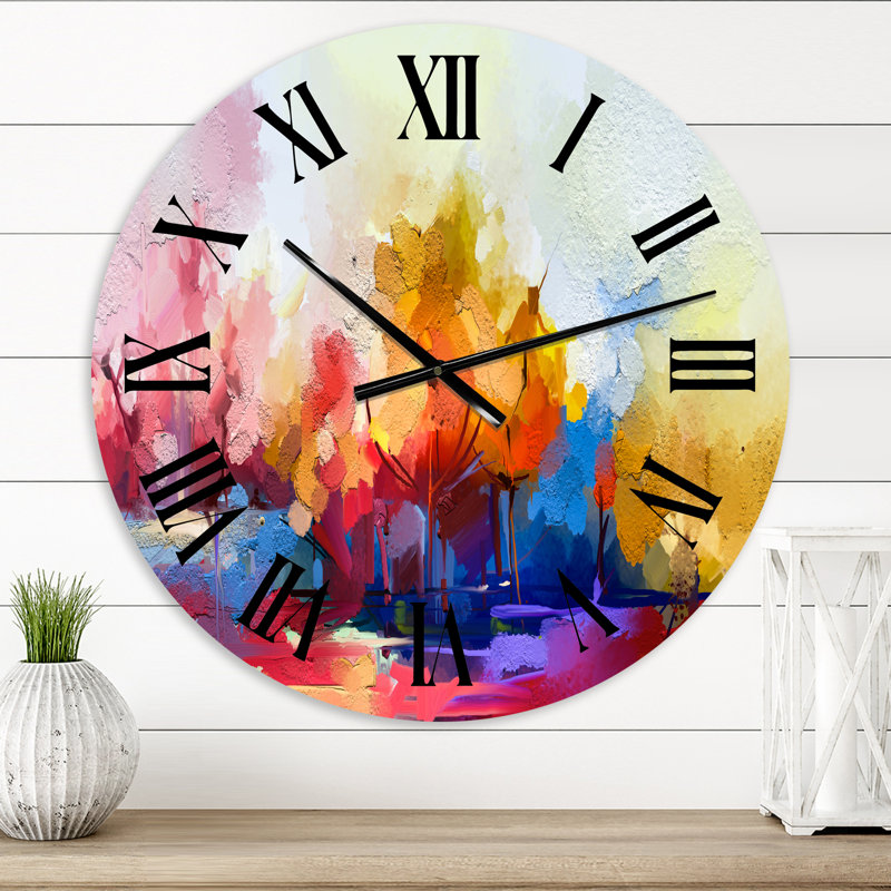 Paysage abstrait coloré I - horloge murale moderne, Petit