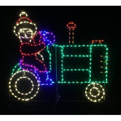 Mrs. Claus Driving Tractor Christmas Holiday Lighted Display -  Lori's Lighted D'Lites, 300-MCT