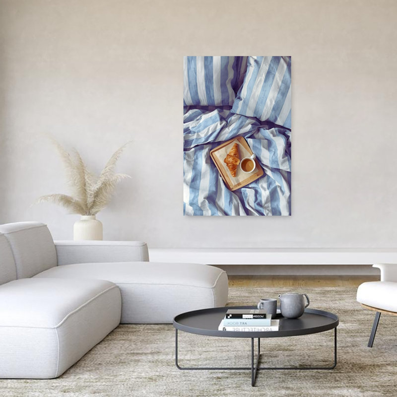 «Cozy Breakfast In Bed», reproduction d'art mural contemporain, H 60 po x l 40 po