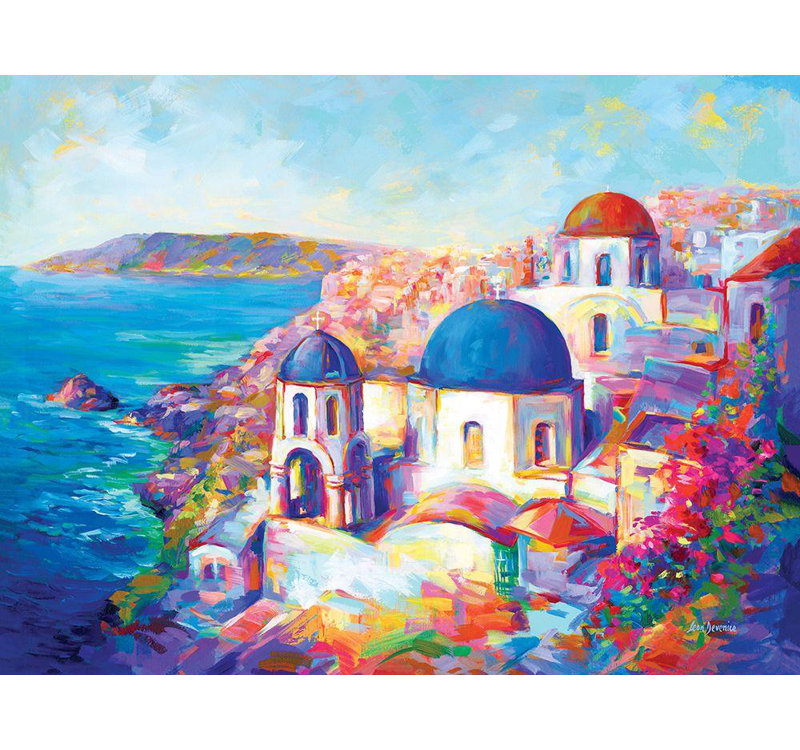 Art sur toile tendu Lark Manor ™ Devenice, Leon, Santorini, Grèce, H 19 po x l 24 po