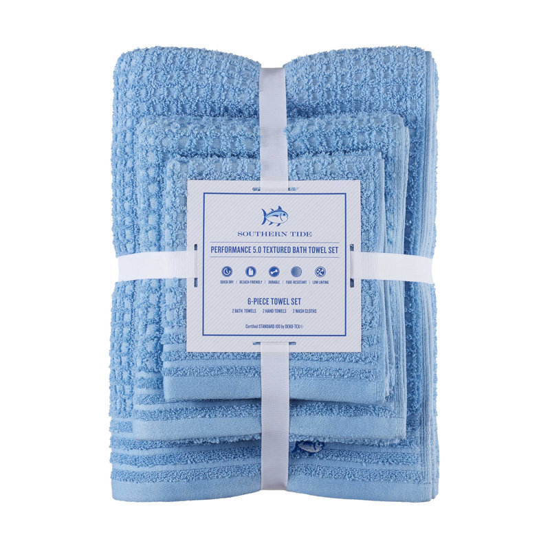 Southern Tide 6-Pack Waffle Towel Set, Blue