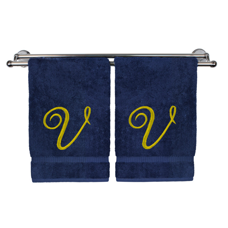 Super Plush Washcloth, Navy/Gold, V
