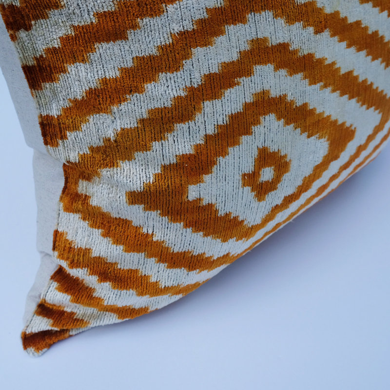 Willow Silk Square Pillow Cover & Insert, Brown/Gray Ikat