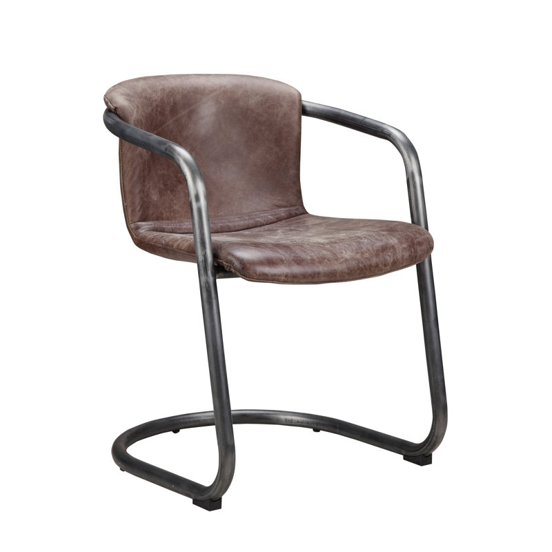 Freeman Bar Stool, Brown Genuine Leather, Counter Stool (25" Seat Height)