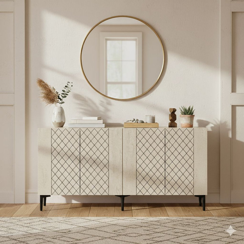 Console, Blanc / Traverti