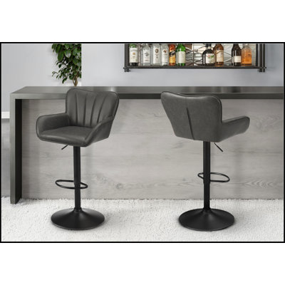Tabourets pivotants contemporains à hauteur réglable avec dossier et repose-pieds rembourrés pour la cuisine et le bar (ensemble de 2)
