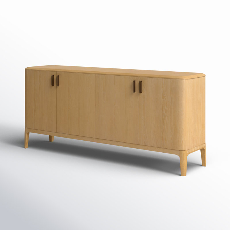 Grif 76'' Natural Oak Sideboard with Antique Brass Hardware