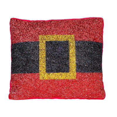 Coussin Sparkles Home | Velours rouge | Strass | Décoration des Fêtes 16 po x 14 po