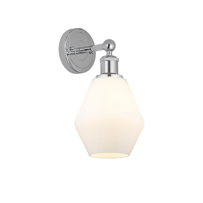 Applique murale à bras en acier 1 lumière Amylea, Boîtier blanc mat, Chrome poli