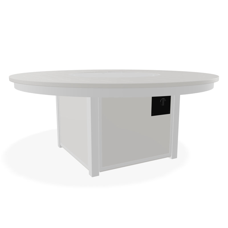 Table de feu 54 po ronde en polymère de qualité marine avec tablette au propane, Blanc