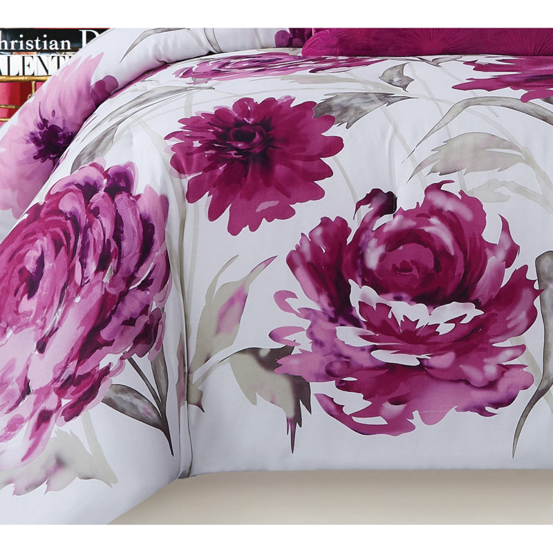 Ensemble d'édredon floral Christian Siriano Remy, Édredon double/grand et 2 taies décoratives