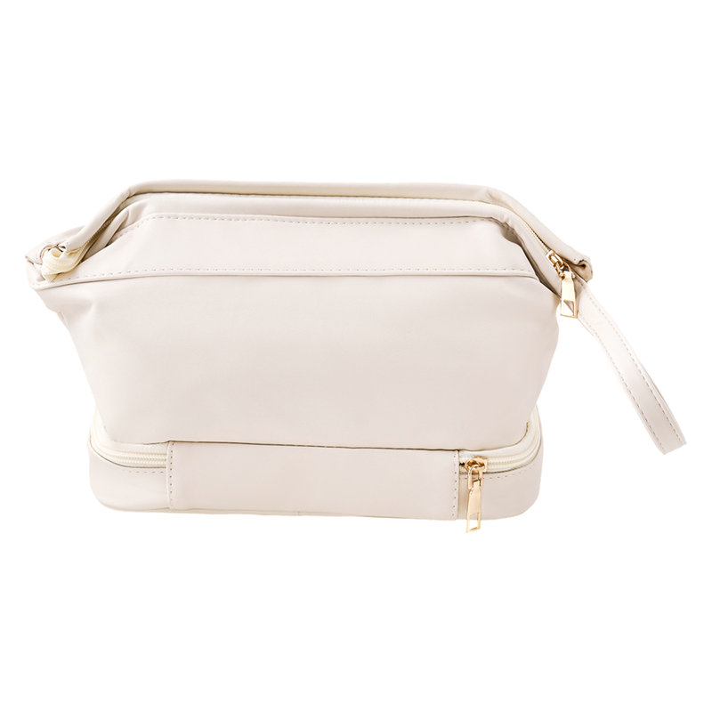 PU Leather；Polyester；PVC；Nylon Zipper Makeup Organiser, Beige