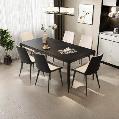 Ensemble de table de salle à manger et de chaises Pure Black Rock