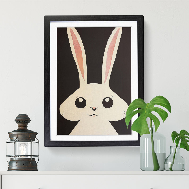 Rabbit Art - Single Picture Frame Print, Black, 64cm H x 46cm W x 2cm D