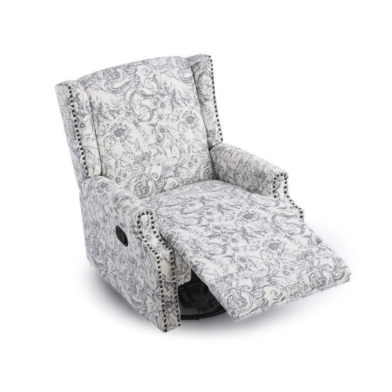 Fauteuil inclinable et oscillant rembourré classique, Chenille gris pâle