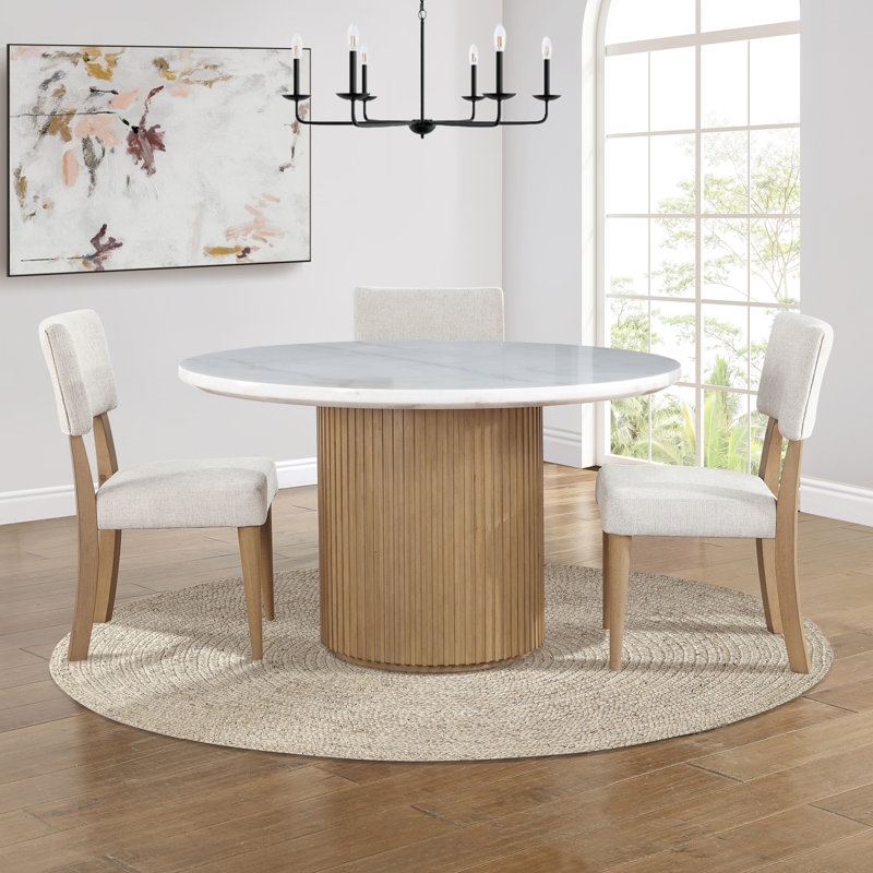 Fiammetta 52'' Round Pedestal Dining Table, Brown, Brown
