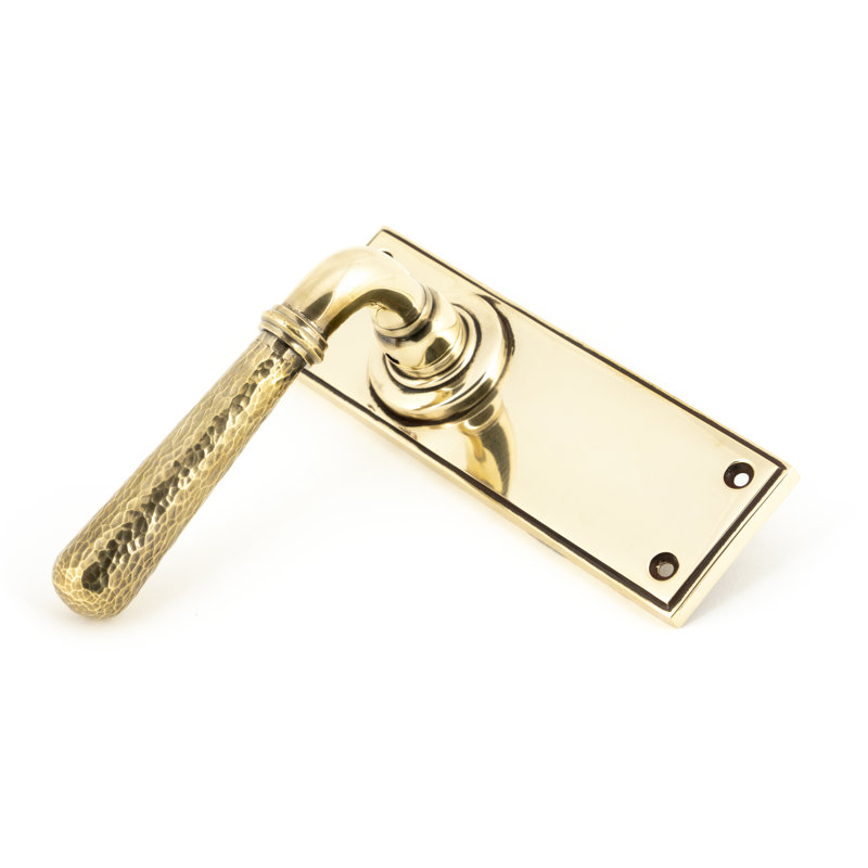 Hammered Newbury Lever Latch Set, Aged Brass